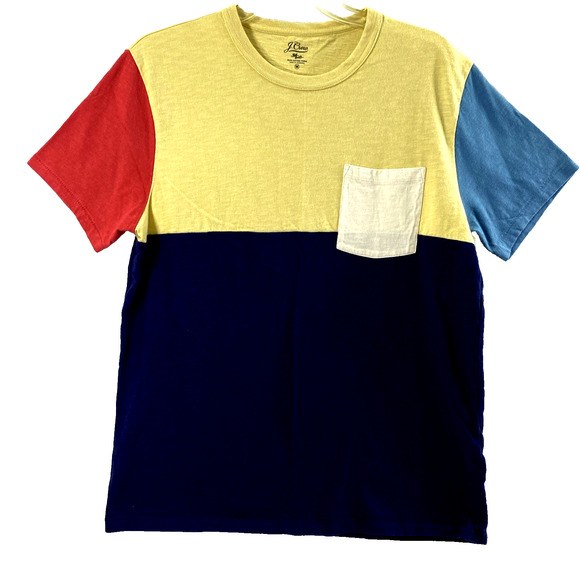 J. Crew T Shirt Mens Medium Colorblock Tee Short Sleeve Pocket Casual - Picture 1 of 7
